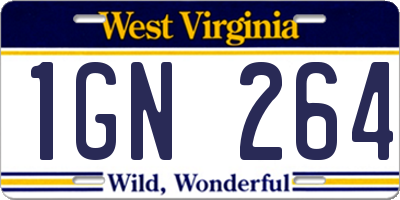 WV license plate 1GN264
