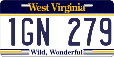 WV license plate 1GN279