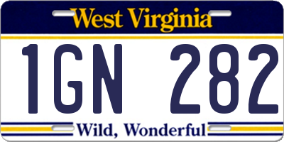 WV license plate 1GN282