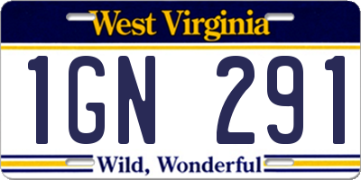 WV license plate 1GN291