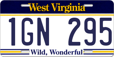WV license plate 1GN295