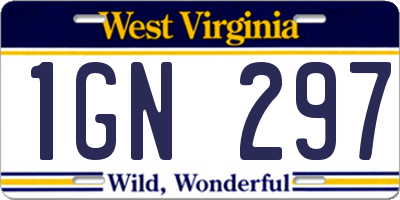 WV license plate 1GN297
