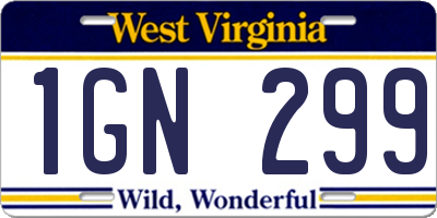 WV license plate 1GN299