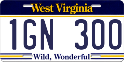 WV license plate 1GN300