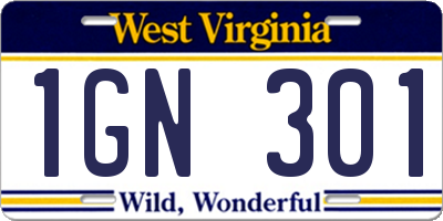 WV license plate 1GN301