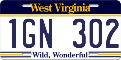 WV license plate 1GN302