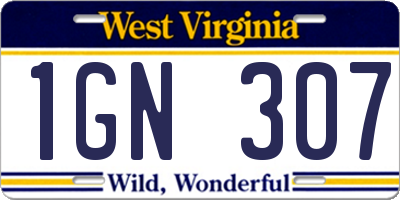 WV license plate 1GN307