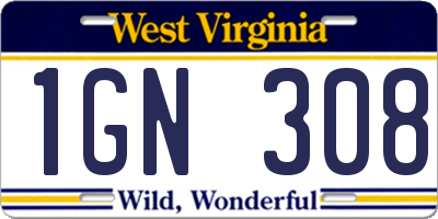 WV license plate 1GN308