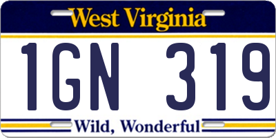 WV license plate 1GN319