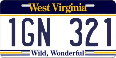 WV license plate 1GN321