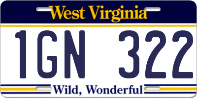 WV license plate 1GN322