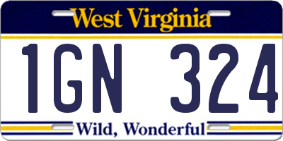 WV license plate 1GN324