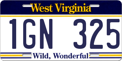 WV license plate 1GN325
