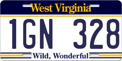 WV license plate 1GN328