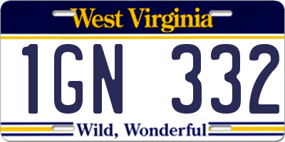 WV license plate 1GN332