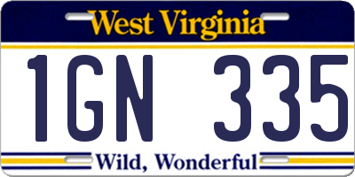 WV license plate 1GN335