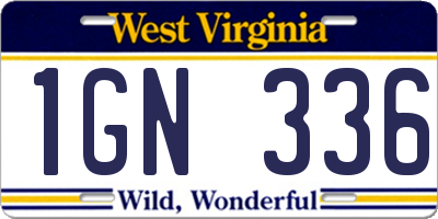 WV license plate 1GN336