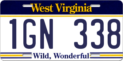 WV license plate 1GN338