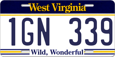 WV license plate 1GN339