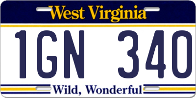 WV license plate 1GN340
