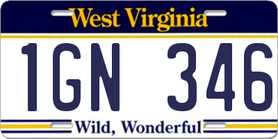 WV license plate 1GN346