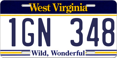WV license plate 1GN348