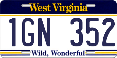 WV license plate 1GN352