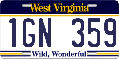 WV license plate 1GN359