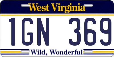 WV license plate 1GN369