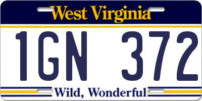 WV license plate 1GN372