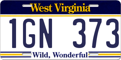 WV license plate 1GN373