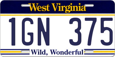WV license plate 1GN375