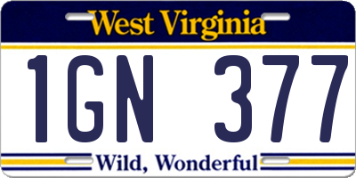 WV license plate 1GN377