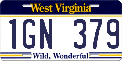 WV license plate 1GN379