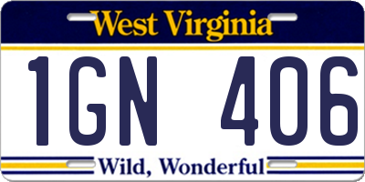 WV license plate 1GN406