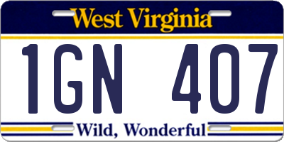 WV license plate 1GN407
