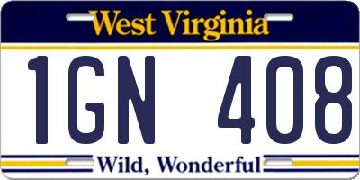 WV license plate 1GN408