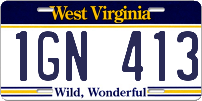 WV license plate 1GN413