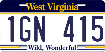 WV license plate 1GN415