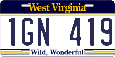WV license plate 1GN419