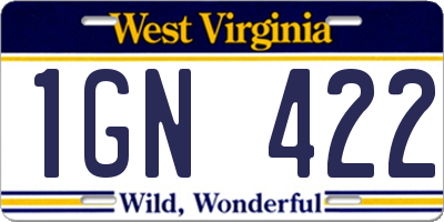 WV license plate 1GN422
