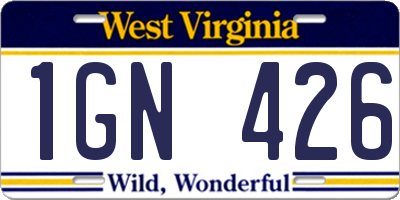 WV license plate 1GN426