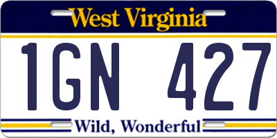 WV license plate 1GN427