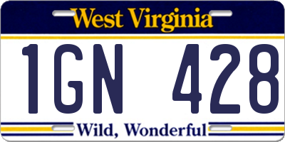 WV license plate 1GN428