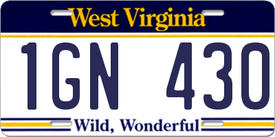 WV license plate 1GN430