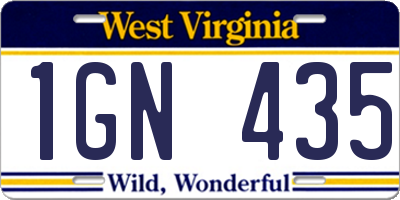 WV license plate 1GN435