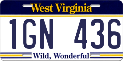 WV license plate 1GN436