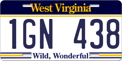 WV license plate 1GN438