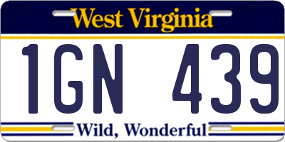 WV license plate 1GN439