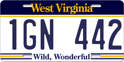 WV license plate 1GN442